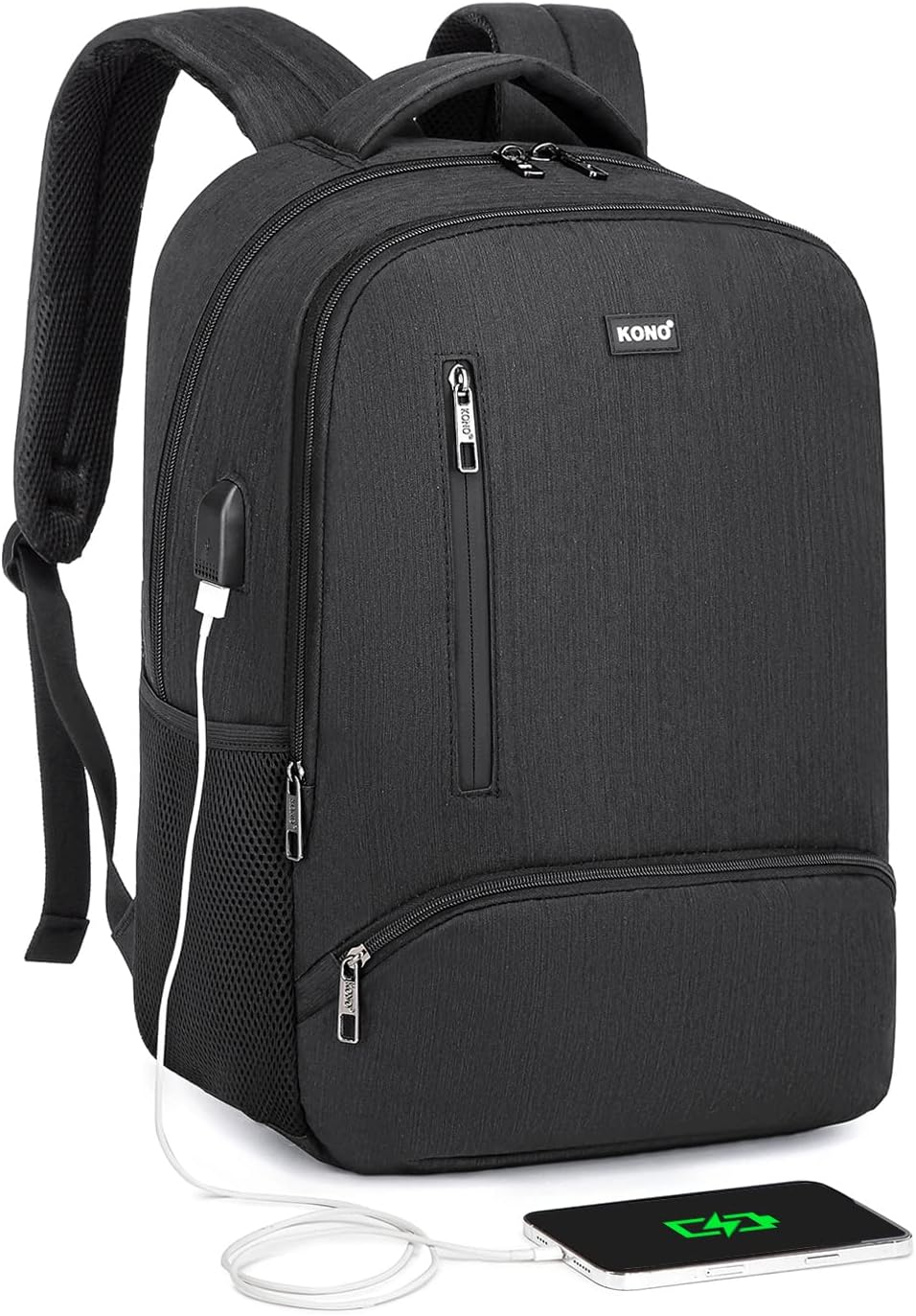 Kono Travel Laptop Backpack with USB Charging Port Water Resistant Work Business