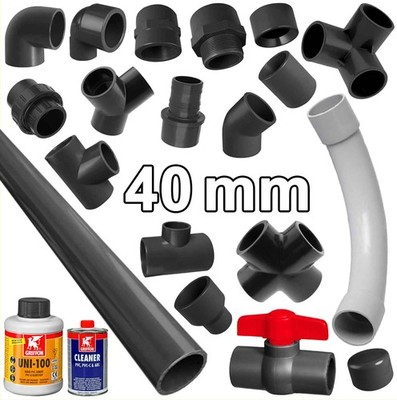 40mm PVC U Klebe Fitting Pool Winkel Muffe Kugelhahn Klebefittinge Kunststoff
