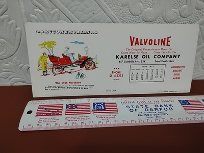 #ad 1955 Valvoline Oil Karelse Co. Grand Rapids MI Vintage NOS Ink Blotter Calendar $12.00