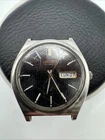 Seiko Automatic Watch Men 38mm Black Pin Stripe Dial Day date 6309-8009 Runs