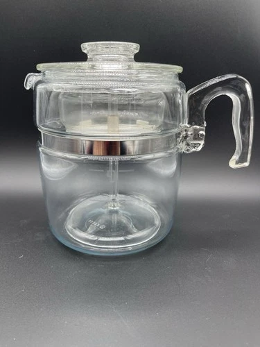 Pyrex Vintage Glass Flameware 6-9 Cup Percolator Coffee Pot 7759-B Complete