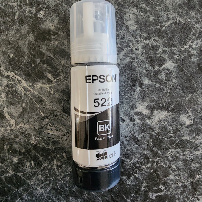 Epson EcoTank 522 BLACK Ink Bottle 65ml 50% used (exp 01/2028)
