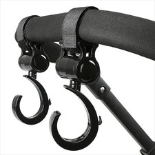 2PCS Baby Pram Stroller Hooks 360° Rotating Shopping Bag Hanger Clips