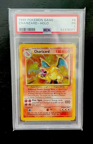 1999 Pokémon TCG WOTC Charizard Holo Base Set Unlimited 4/102 - PSA 1 🔥