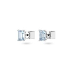1 Ct Emerald Cut Lab Created Aquamarine Stud Earring 14K White Gold Plated