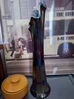Vintage Fenton Carnival Glass Swung Vase Ribbed  Iridescent 15” Tall