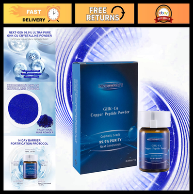99.9% Pure GHK-Cu Copper Peptide Powder - Anti-Aging Skin Repair, 1G  Crystals
