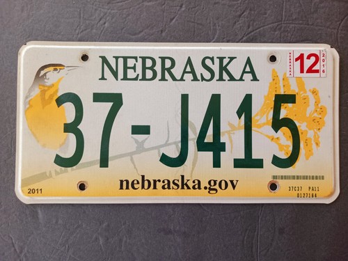 2016 Nebraska License Plate 37 - J415