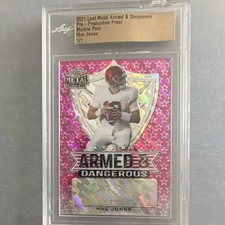 Leaf 2021 Metal Draft Mac Jones #AD-MJ1 Armed & Dangerous Marble Pink 1/1