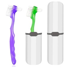2-Piece Denture Cleaning Brush Set - Multi-Layered One Size, Green purple