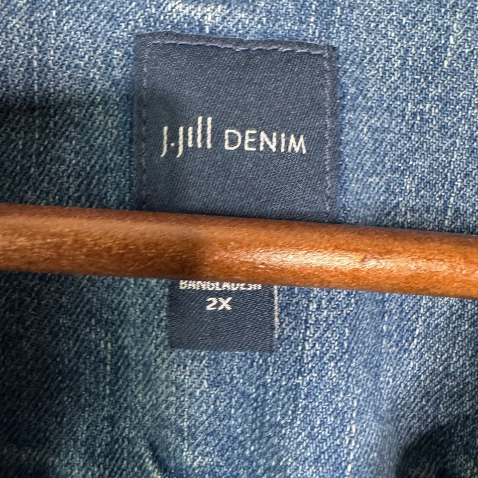 Chaqueta de mezclilla J.Jill para mujer 2X talla grande botón delantero denim informal dobladillo curvo Foto 3 de 4