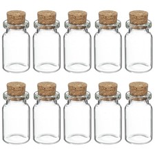 uxcell 10Pcs Mini Glass Bottles with Cork Stoppers, 8 ml, Transparent, Yellow