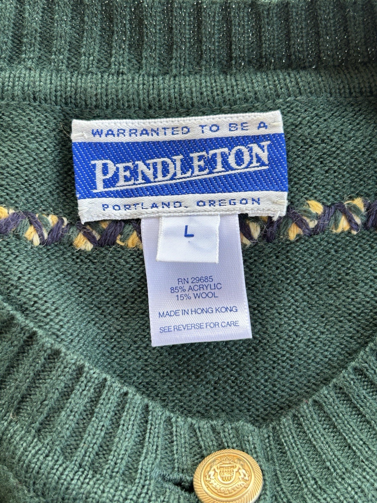 Pendleton Acrylic Wool Green Button Up Cardigan S… - image 10