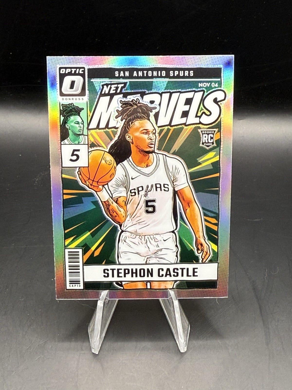 2024-25 Panini Donruss Optic Stephon Castle RC Spurs Net Marvels Holo Prizm