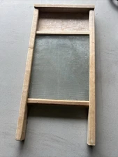 Washboard, wood and glass 8 1/2" x 17"