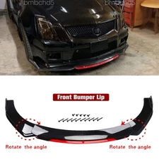 For Cadillac CTS Black+Red Car Front Bumper Chin Lip Spoiler Splitter Body Kit