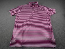 RLX Ralph Lauren Polo Shirt Mens Large Pink Striped Golf Performance Stretch