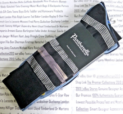 Pantherella 3er-Pack Luxus Socken Herren B&T Größe M Mix Farbe & Design Socken Brandneu in Verpackung UVP 54 £