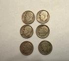 Six Silver Roosevelt Dimes