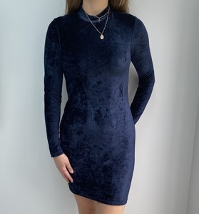 navy blue velvet dress