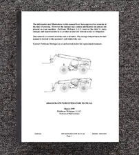 6044 Telehandlers Owners Operator Manual Fits Pettibone 6044 1999