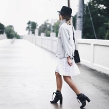 Ann Taylor – Size 12 White Summer Cotton Eyelet Shirt Dress $139.00 NWT (H)