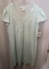 HEAVENLY BODIES Miss Elaine VTG NWT Women's 2X Nightgown Aqua Embroidered Lace