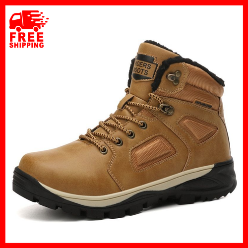 Botas De Cuero Para Hombre Zapatos Impermeables Con Piel Cálida Trabajo  Invierno | eBay