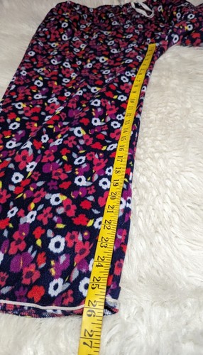 ELLEN TRACY Size XL Fleece 2 Pc Pajama Set Navy Blue Red FLORAL Pockets Women's - Picture 5 of 11