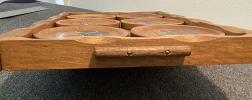 Early Model Cars Automobiles Wooden Serving Tray w/6 Coasters Set - Picture 10 of 11