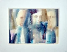 Vintage Signed Jan Hull Original Abstract Watercolor Painting 