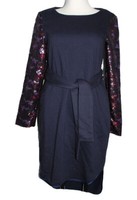 Kleid Sweatkleid Langarmkleid Dunkelblau Pailetten Villain Gr. 36 38 Neu