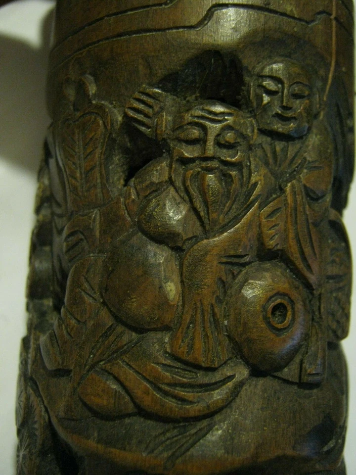 Cilindro de incienso de palo de rosa tallado a mano con 8 inmortales de 10" de alto ¡Bonito detalle LQQK! Foto 2 de 4