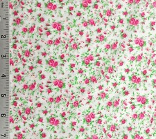 Wild Flowers White Pink Magenta Rose Cotton Calico Quilt Cotton Santee Floral
