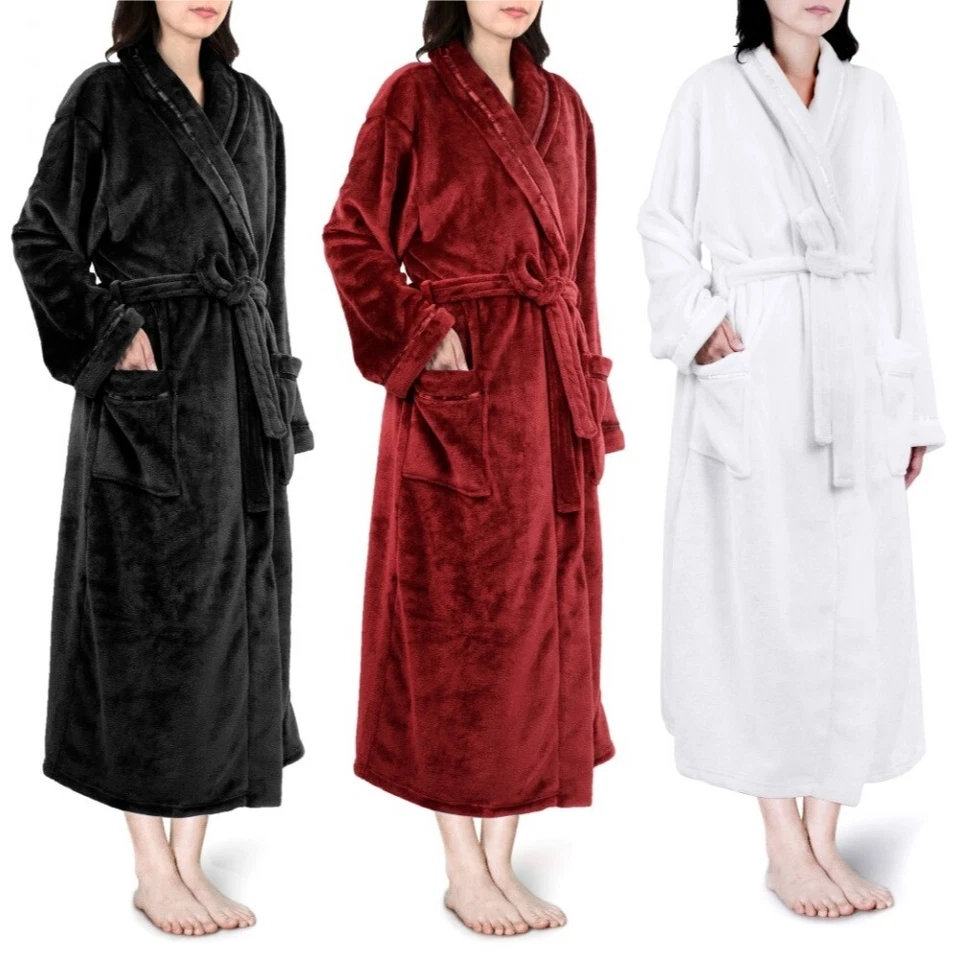 Bata para mujer ropa de dormir de felpa con cinturón bata de casa súper suave con bolsillos