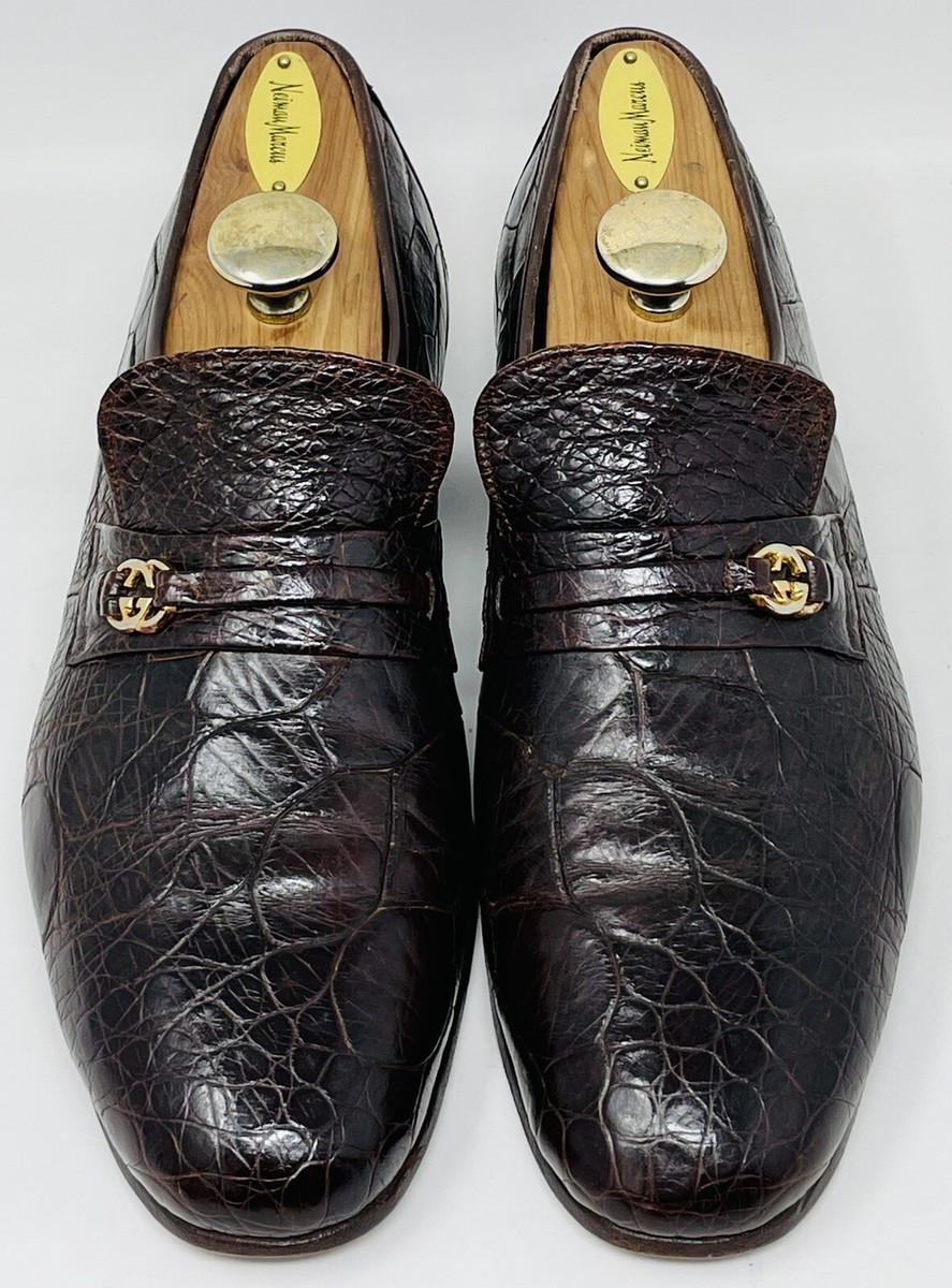 Vintage Mayer Of Hong Kong Bespoke Brown Exotic GG Alligator 