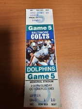 1983 MIAMI DOLPHINS Baltimore Colts Football Ticket DAN MARINO ROOKIE 10/23/83