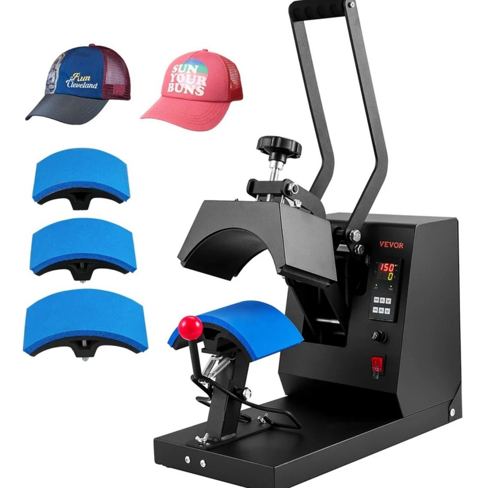 VEVOR Hat Heat Press Cap Heat Press Machine 4 Heating Pads Sublimation