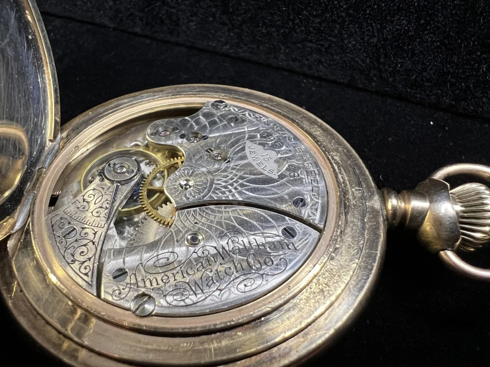 125 YEAR OLD WALTHAM "SEASIDE" 10k GOLD FILLED HUNTER CASE GREAT POCKET WATCH - Image 3 of 4