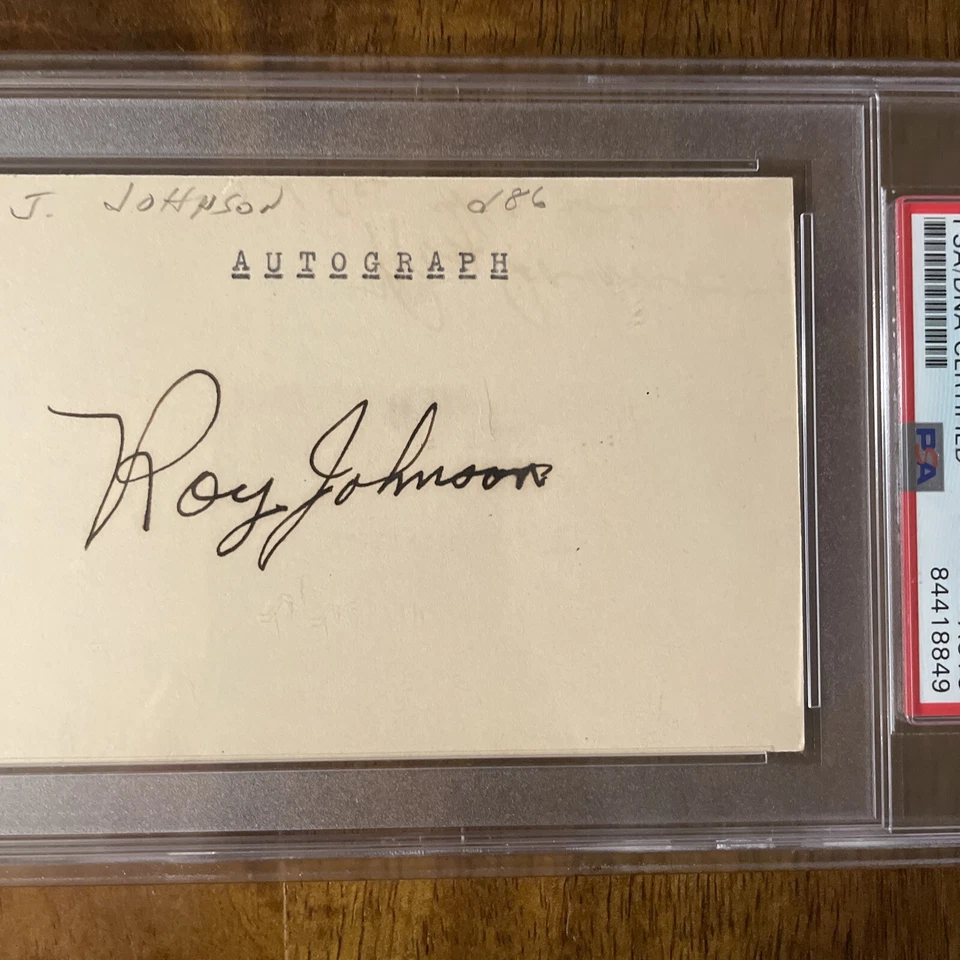 RARE PSA/DNA Roy Johnson Autographed 3 x 5 Index Card MLB PSA - Image 3 of 4