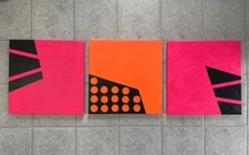 Modern Abstract 4, 1 set of 3, Pink, Original Acrylic Painting, Signed, Art Deco