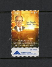 S4079 Peru 2000 Ricardo Oberti, businessman 1v. & label MNH