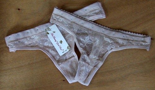 Two pairs size 8-10 thong knickers panties briefs bling studs Natural - Picture 6 of 6