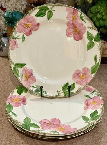 3 VINTAGE Franciscan Earthenware DESERT ROSE Dinner Plates 1968-70 Near Mint EUC