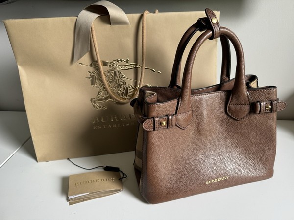 Burberry (House Check Derby) Leather Small Tote Bag - Mint Condition