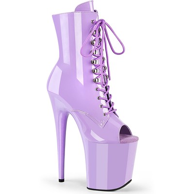 Pleaser 8'' Heel 4'' Pf Peep Toe Lace Up Ankle Boots Women Shoes Flamingo/1021