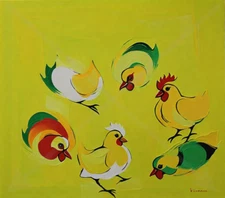Digital painting of Art In Heart , chickens, AI Art, Art In Heart