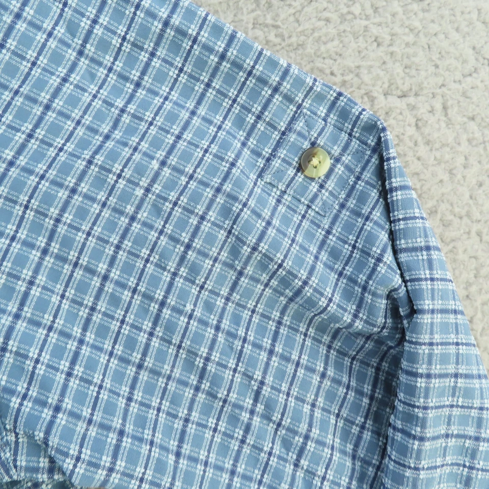 Camisa LL Bean Mujer Pequeña Azul Cuadros Nylon Gasa Pestaña Enrollable Manga Larga Foto 3 de 4