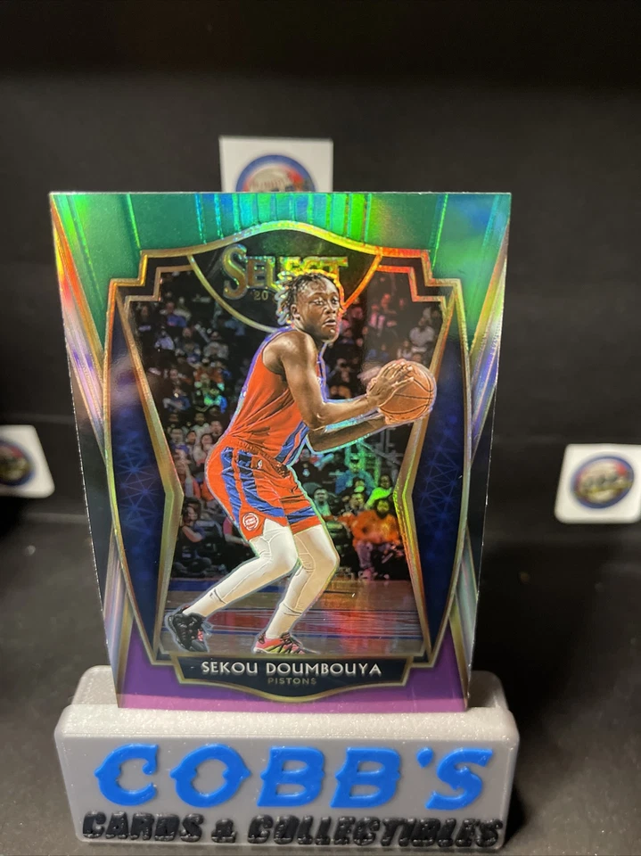 Sekou Doumbouya 2020-21 Select Premier Level Green White Purple Prizm Pistons - Image 3 of 4