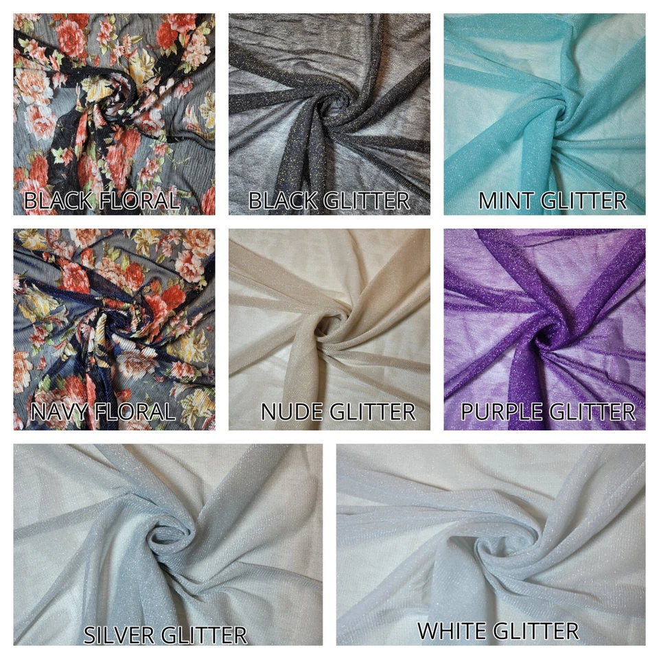 Floral Budget Lace Fabric Glitter Wedding Dress Sheer Net Shimmer Material 58" - Image 2 of 2